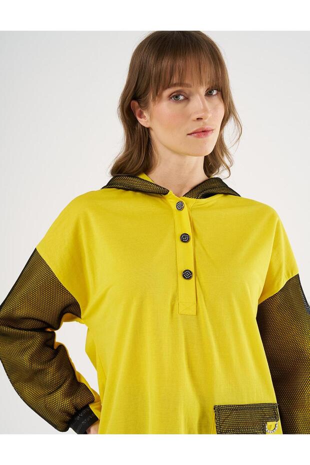 File Garnili Sweatshirt Sarı - 6