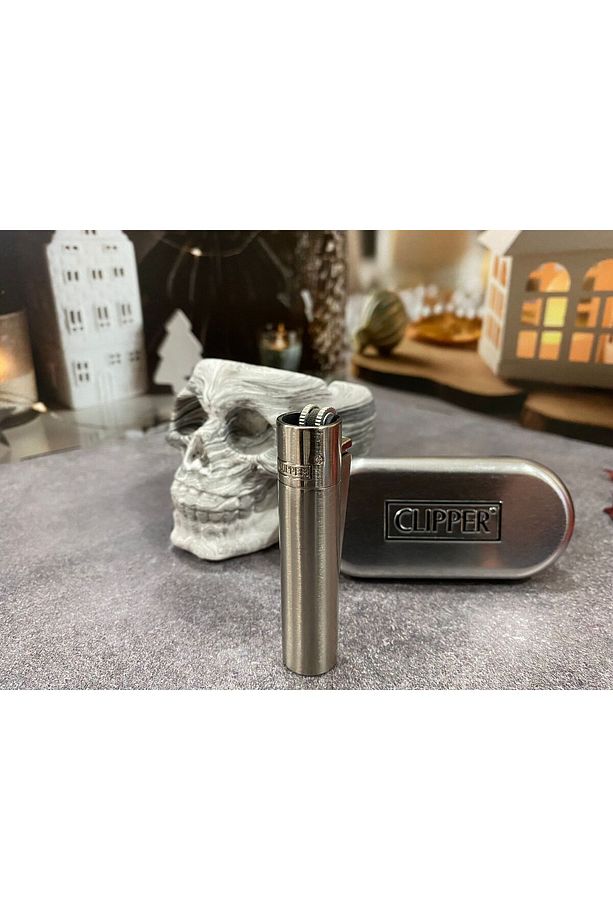 Metal Gri Çakmak ve Kuru Kafa Küllük Set - 2
