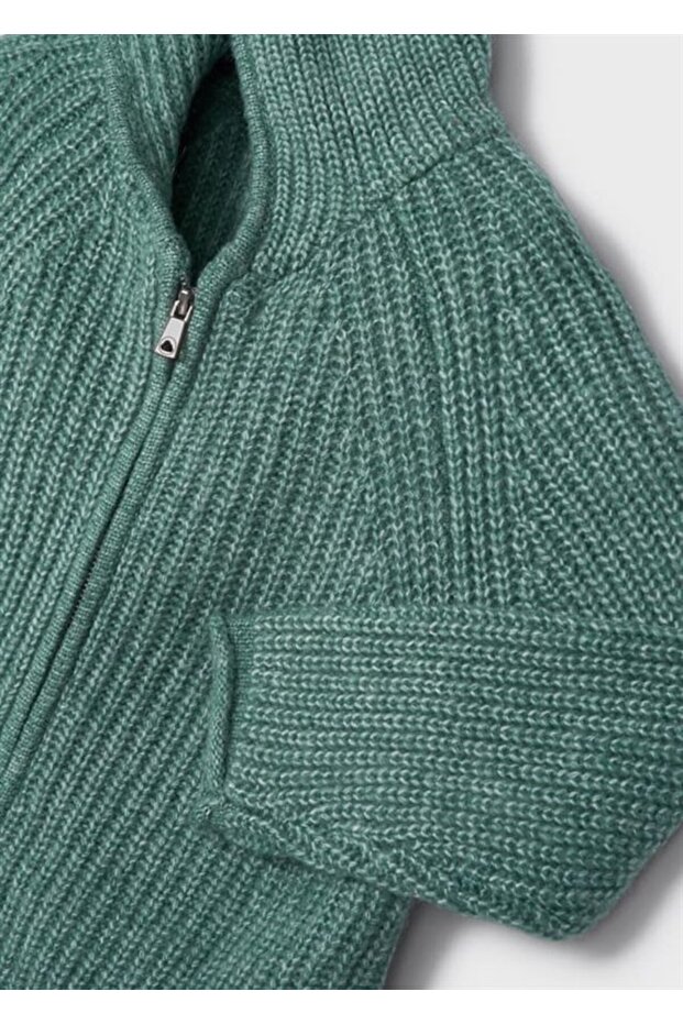 Kız Çocuk Kapüşonlu Örme Pulover - 3