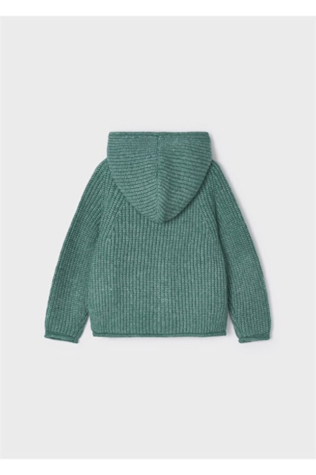 Kız Çocuk Kapüşonlu Örme Pulover - 2