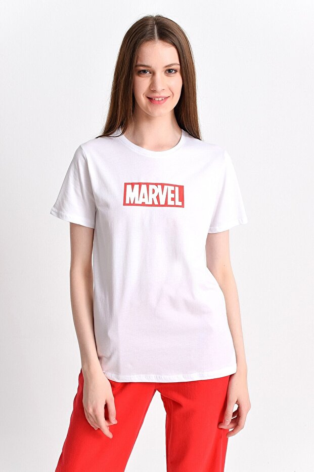 9282821 Single Jersey Printed Short Sleeve T-Shirt White-Red