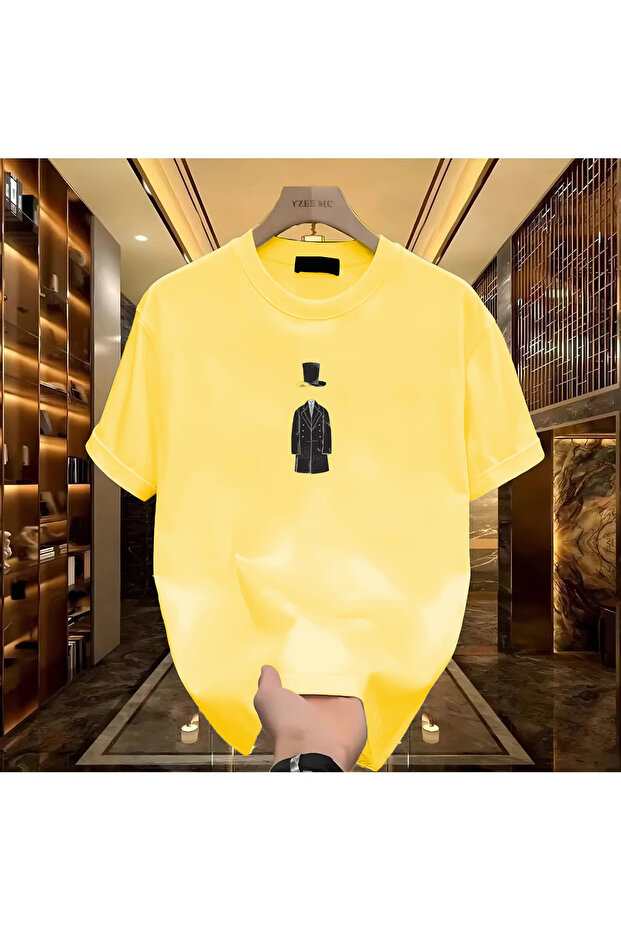 Man with Hat Printed Black Men's Tshirt