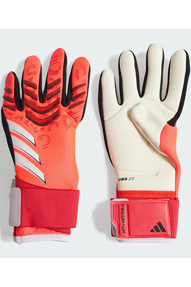 Pred gl goalkeeper gloves with wrist support, finger protection, and colorful design.