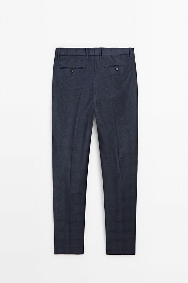 Kareli yün karışımlı klasik pantolon - 5