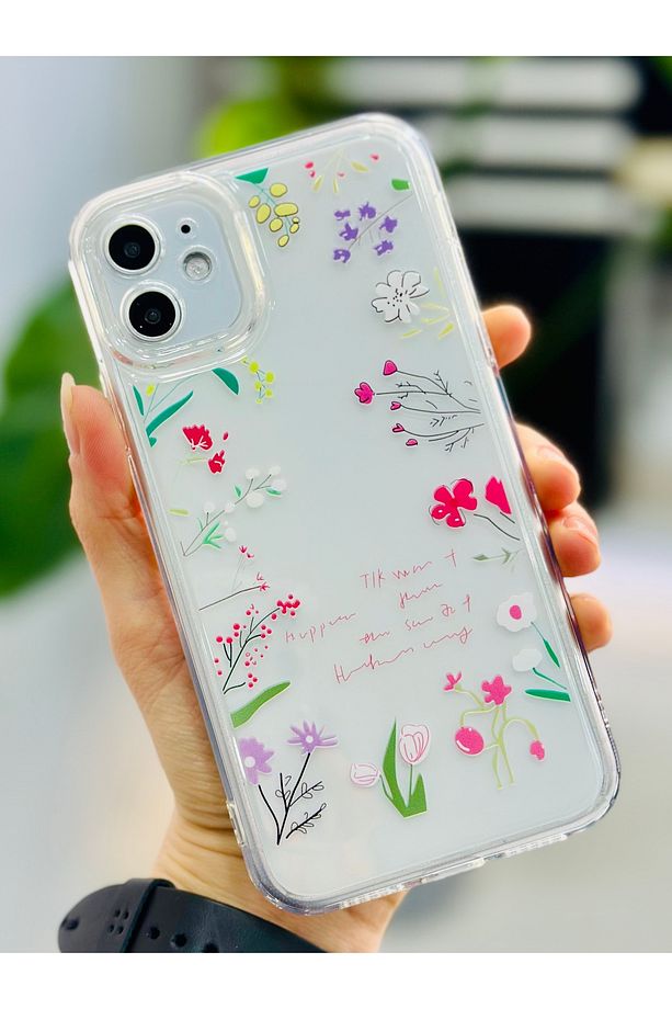 Iphone 11 Uyumlu Kenar Çiçekler Desen Baskı Silikon Kılıf - 3