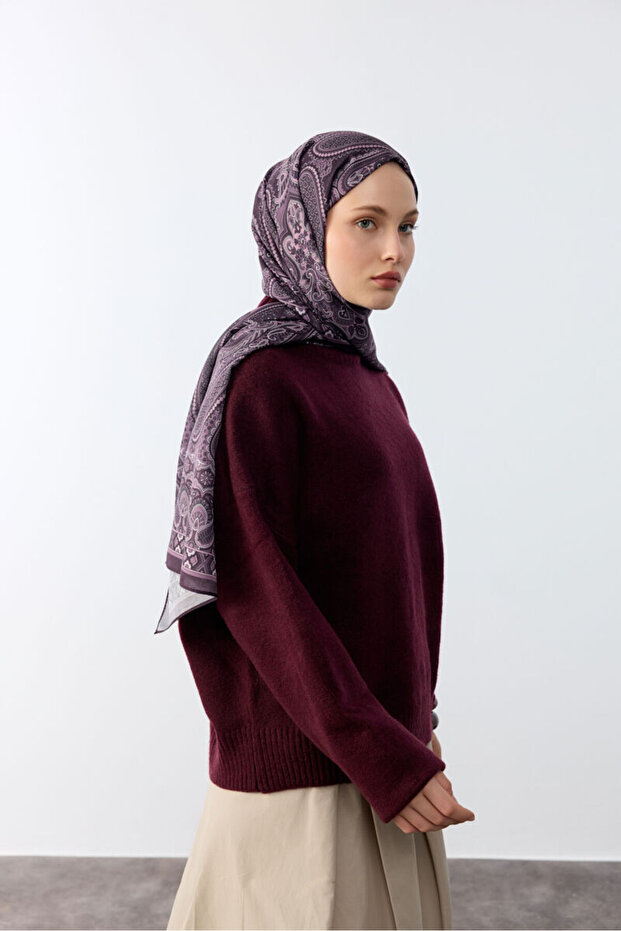 Retro Desen Şal - Mor - 5