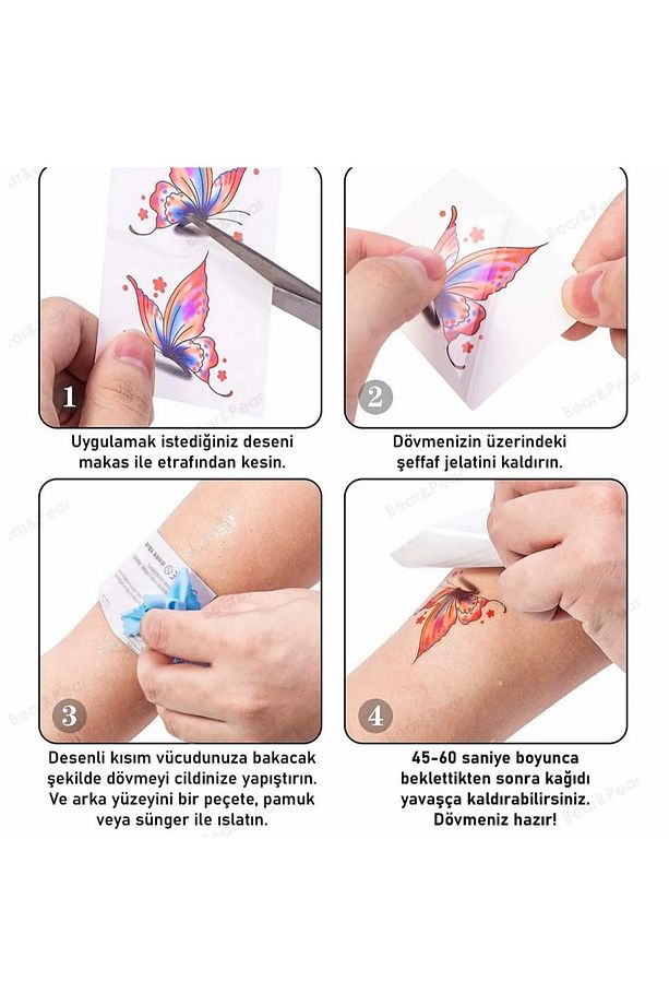 Ay Yıldız Gül Panda Minimal Semboller Geçici Vücut Dövmesi Parmak El Dövmesi - 4