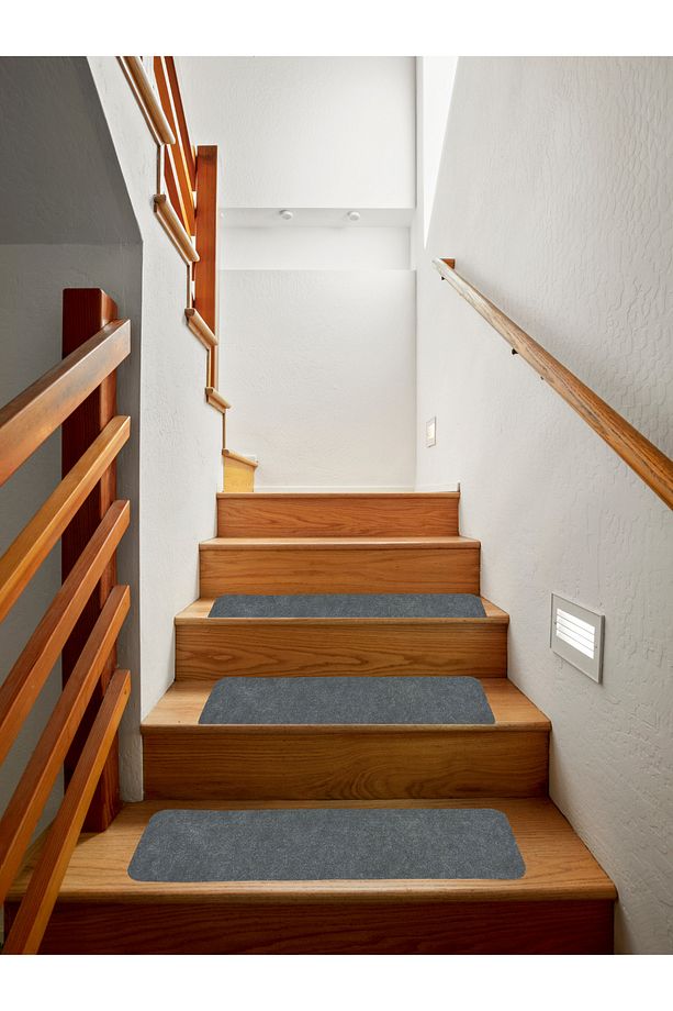 Merdiven Halısı Basamak Halısı Keçe Kaymaz Taban Yapışkanlı Halıfleks Gri 15li 20x75 Cm - 2