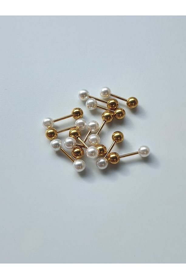 İnci Top Uçlu Çelik Tragus Helix Kıkırdak Piercing Tek Adet - 8