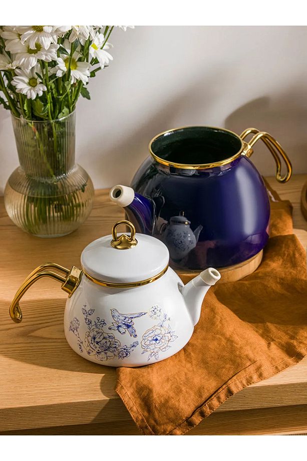 LCW HOME Mavi Baskılı Emaye Çaydanlık T T - 2