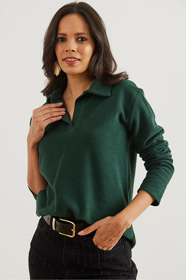 Női smaragdzöld pólónyakú Thessaloniki blúz BLZ- 19002810 - 2