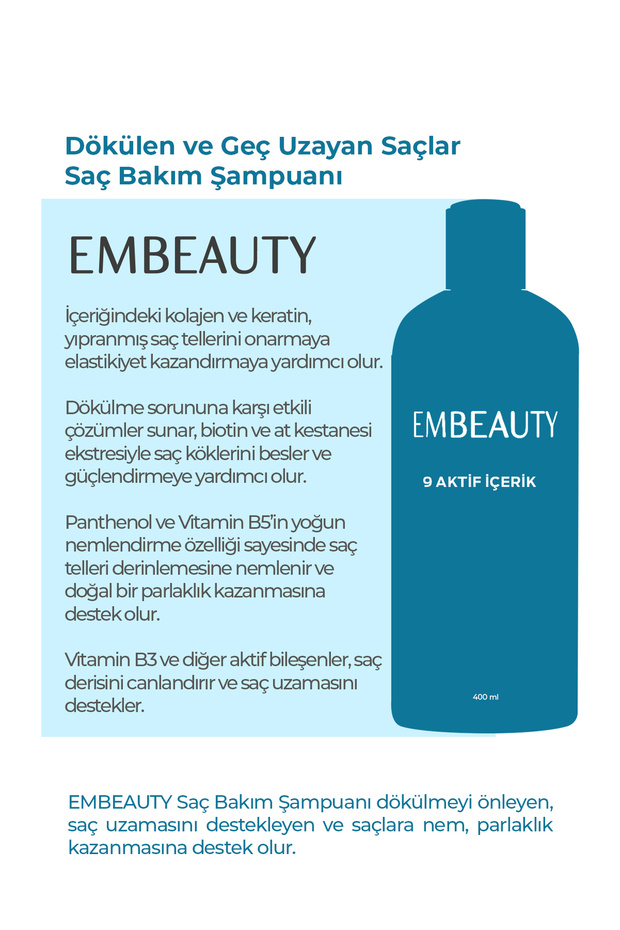 Kolajen Ve Keratin Saç Dökülmesine Karşı Hızlı Sac Uzatan Dolgunlaştırıcı Onarıcı Besleyici Şampuan - 5