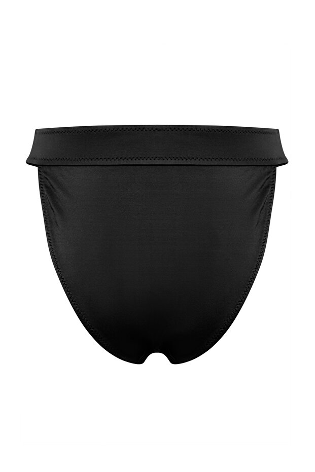 Siyah Aksesuarlı Brazilian Yüksek Bel Bikini Altı TBESS25BA00016 - 6
