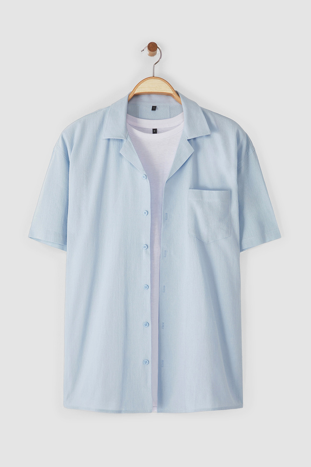 Mavi Oversize Fit Yazlık Pamuklu Gömlek TMNSS23GO00080 - 6