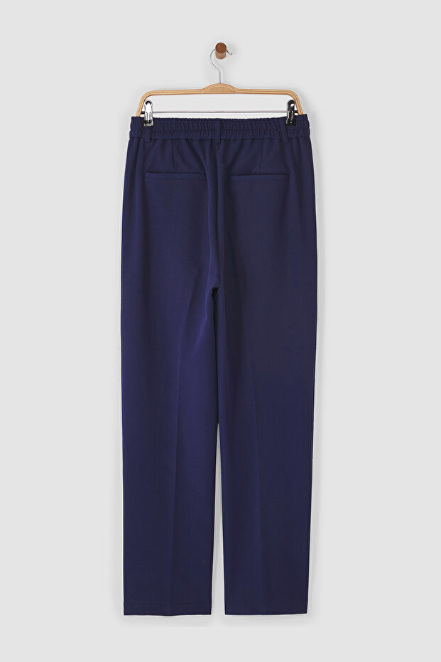 Lacivert Wideleg Baggy Rahat Kalıp Dokuma Kumaş Pantolon TMNSS25PL00007 - 8