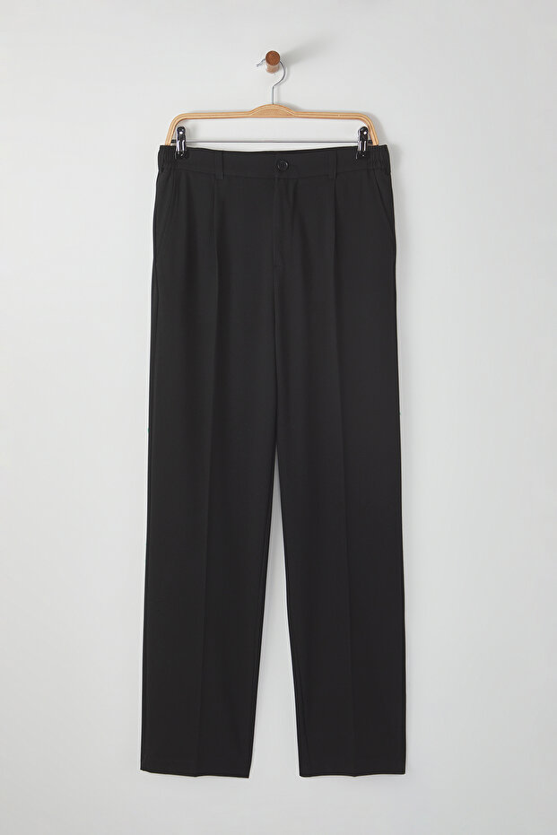 Siyah Wideleg Baggy Rahat Kalıp Dokuma Kumaş Pantolon TMNSS25PL00009 - 8