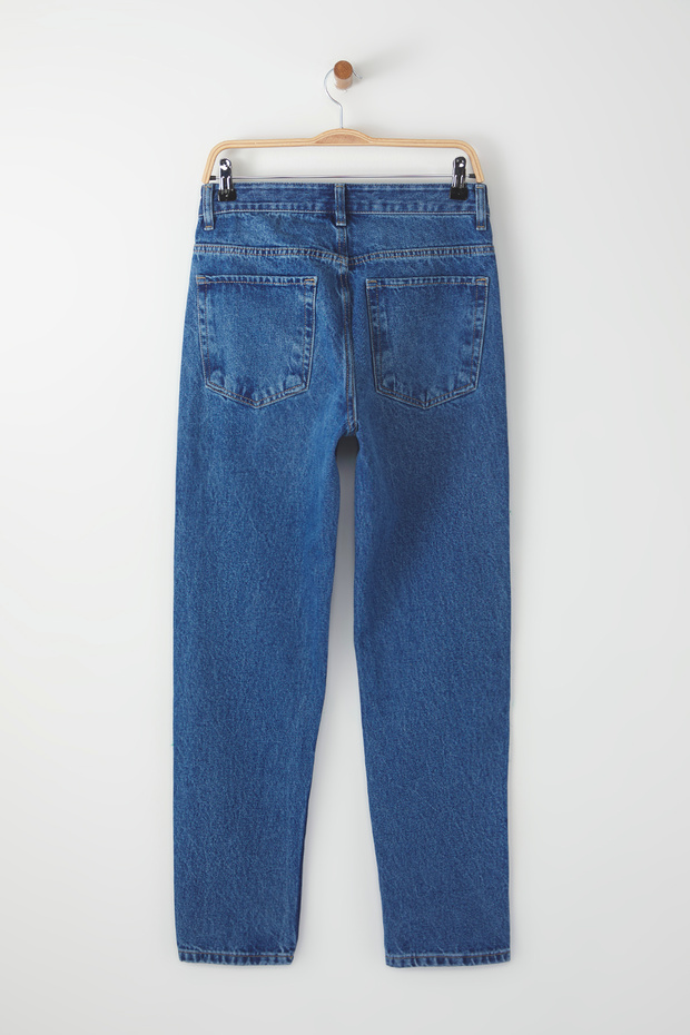 Orta mavi %100 Pamuk Essential Fit Jeans Kot Pantolon TMNAW23JE00104 - 7