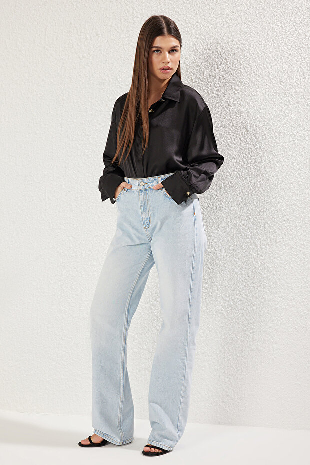 Light Blue Low Waist Wide Leg Jeans Twoss24Je00032