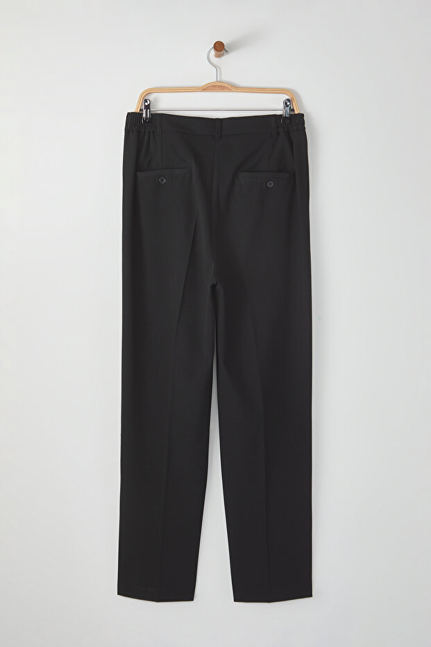 Siyah Wideleg Baggy Rahat Kalıp Dokuma Kumaş Pantolon TMNSS25PL00009 - 9