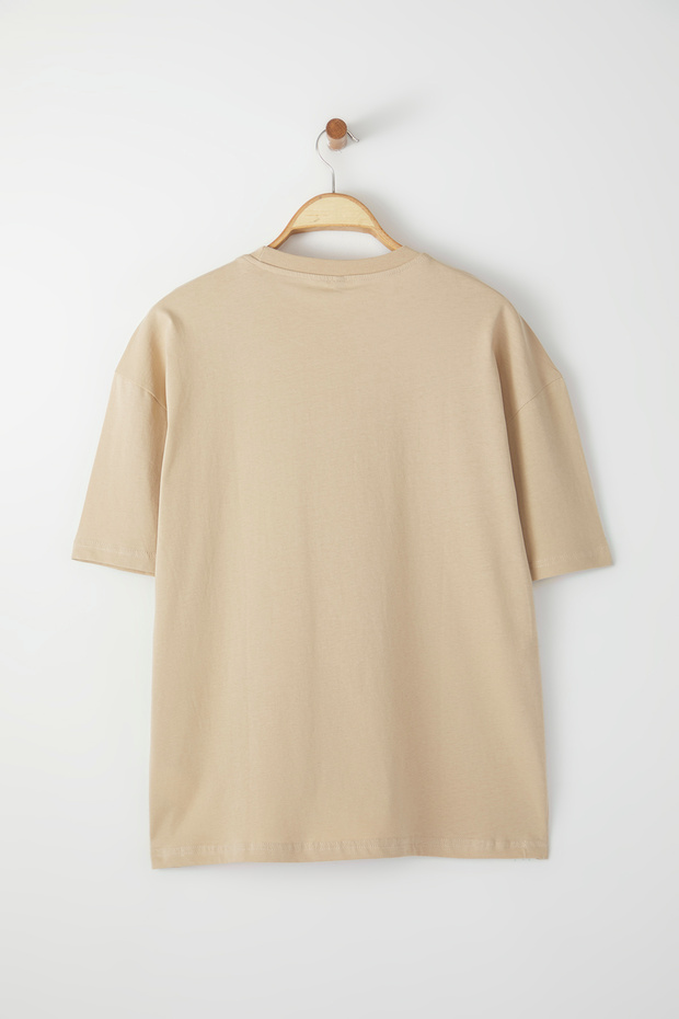 Vizon Oversize/Geniş Kesim Baskılı %100 Pamuk T-Shirt TMNSS23TS00261 - 4