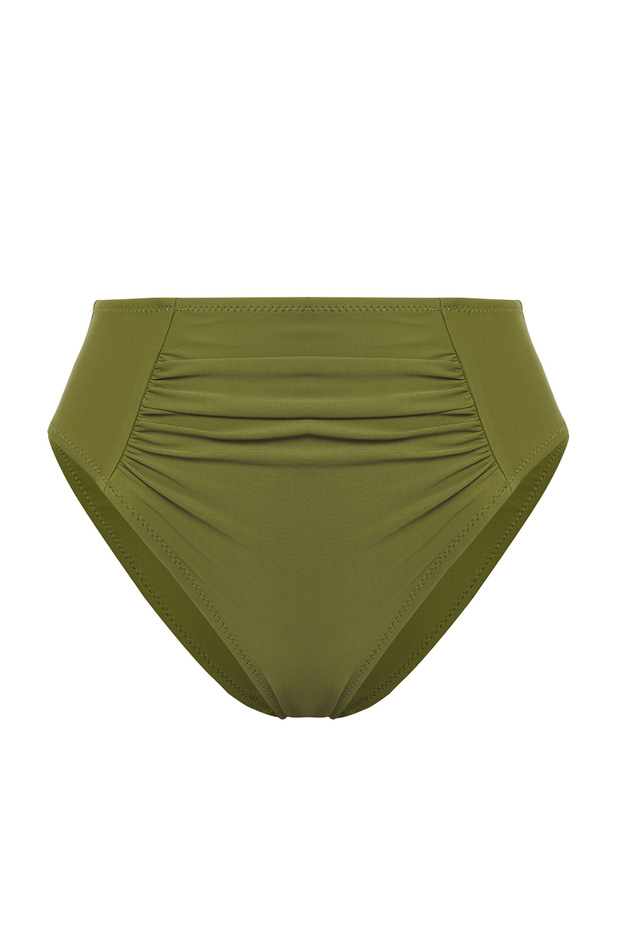 Haki Drapeli Regular Yüksek Bel Bikini Altı TBESS25BA00030 - 9
