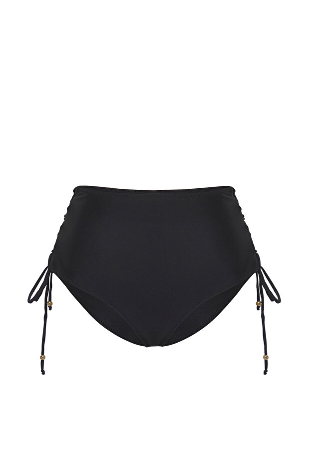 Siyah Biyeli Hipster Yüksek Bel Bikini Altı TBESS25BA00034 - 7