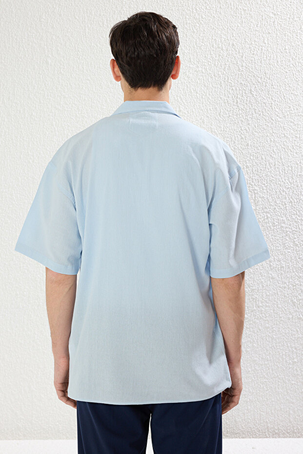 Mavi Oversize Fit Yazlık Pamuklu Gömlek TMNSS23GO00080 - 5