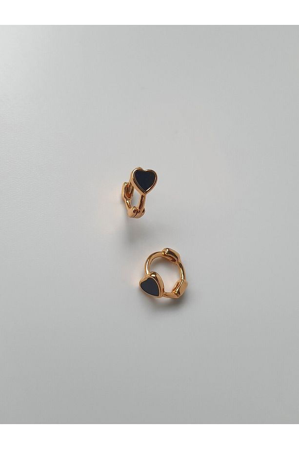 Aşk Kalp Gold Siyah Renk Çelik Tragus Helıx Lobe Piercing Tek Adet Gönderilir - 5