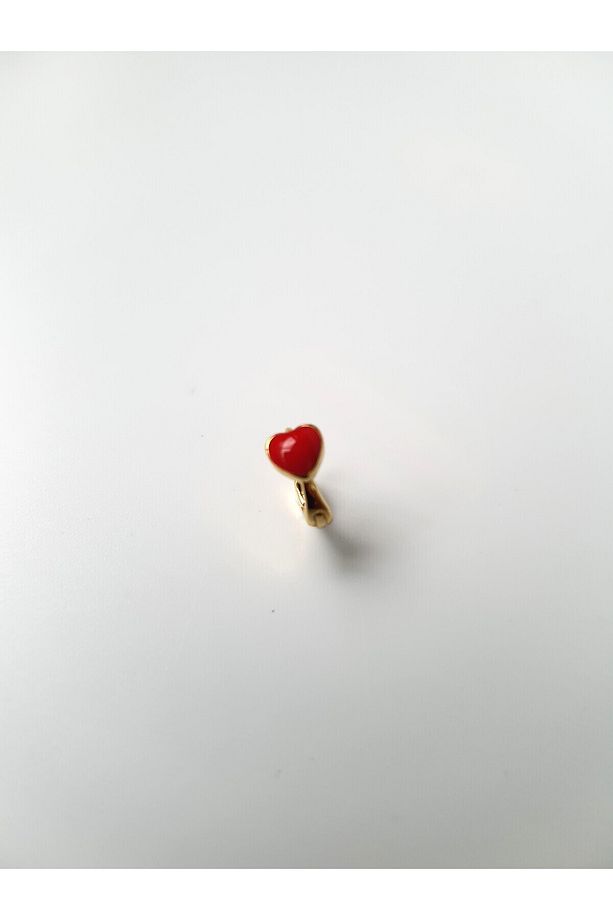 Aşk Kalp Kırmızı Gold Renk Çelik Tragus Helıx Lobe Piercing Tek Adet - 3