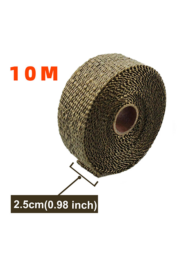 Titanium-2.5cmX10m 10M Exhaust Pipe 2.5CM Wide Insulation Thermal Heat Wrap Roll Cotton Banana Cloth