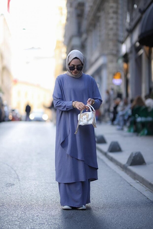 طقم حجاب لينا رمادي موديل-511 - 2