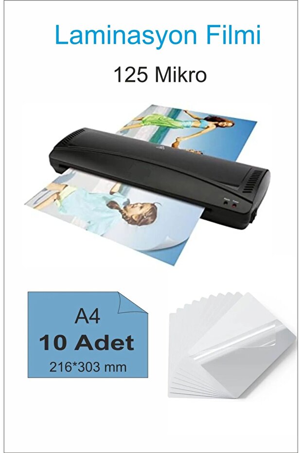 Laminasyon Filmi Parlak A4 10 lu 1 Paket 125 Mikron  Pvc Kaplama Poşeti - 1