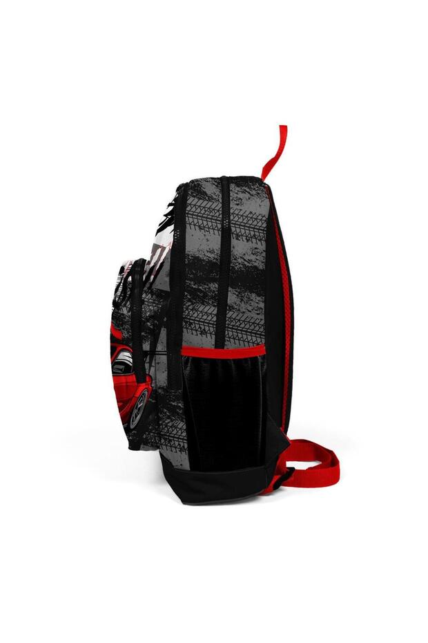 Car Patterned Black School Backpack 23747 - 6