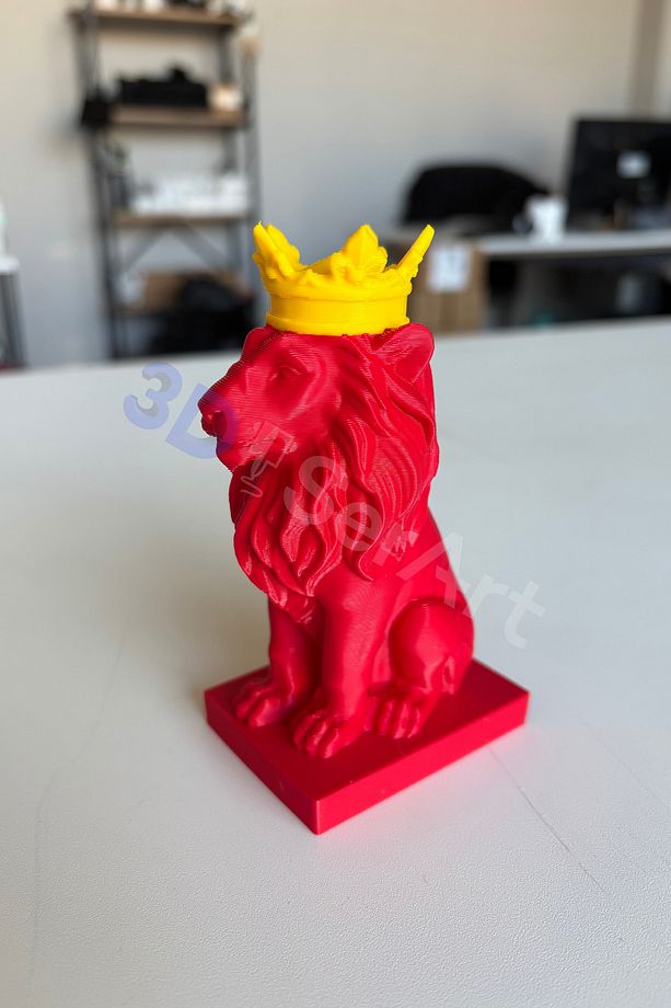 Tasarım Aslan Heykel Biblo 12 CM Kırmızı ve Sarı Renklerde Concept Masaüstü Dekoratif - 1