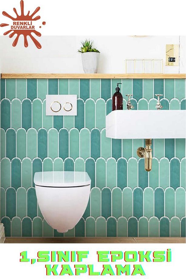 30×30cm Sütun Yeşil Epoksi 1 Adet 3D Yapışkanlı Duvar Kaplama Paneli Mutfak Banyo Salon Ofis Döşeme - 5