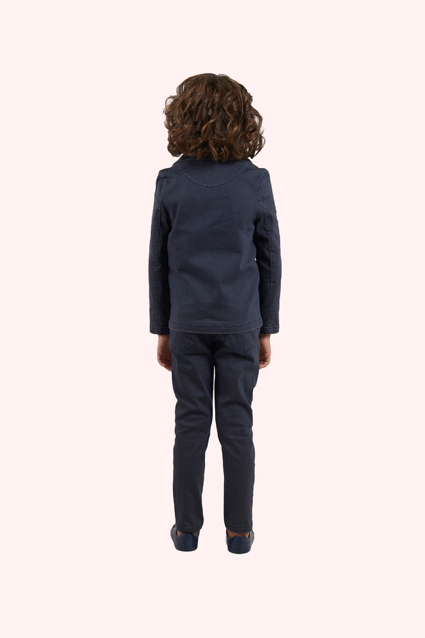 Boy's Navy Blue Buttoned Jacket - 3