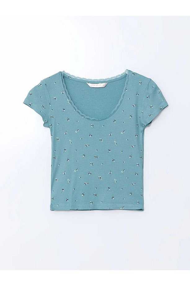 LCW DREAM  U Yaka Çiçekli Kadın Şortlu Pijama Takım - 2