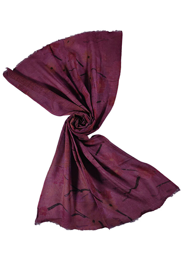 Patterned Wool Shawl 75X190 - 1