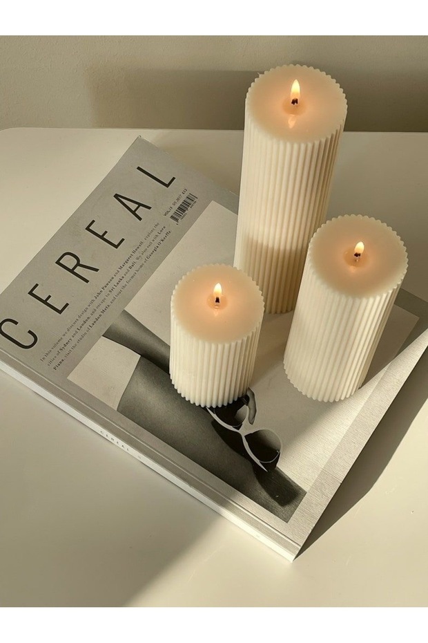 Basic Pillar 3’lü Decorative Candle 15x5 / 10x5 / 7x5 - 4