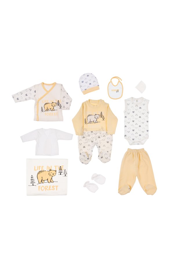 Sweet Surprise Polar Bear Yellow 100% Cotton 10-Piece Newborn Hospital Release Set
