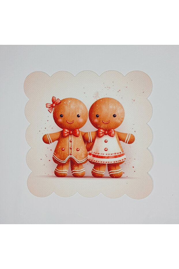New Year's Cookie Man and Cookie Girl Patterned Laser Cut Cocktail Napkin