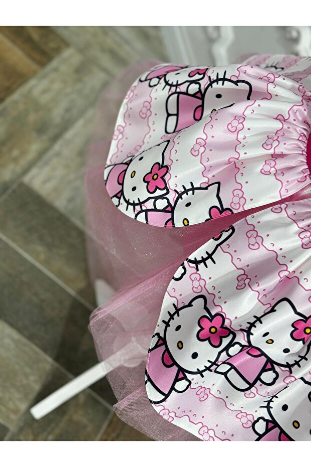 Hello Kity Kız Elbise, Hello Kity Kız Kostüm, Pembe Hello Kity Elbise - 7