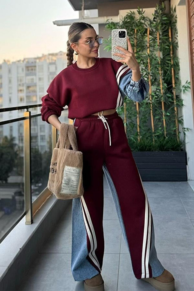 Women's Denim Garnished Palazzo Bottom Top Suit