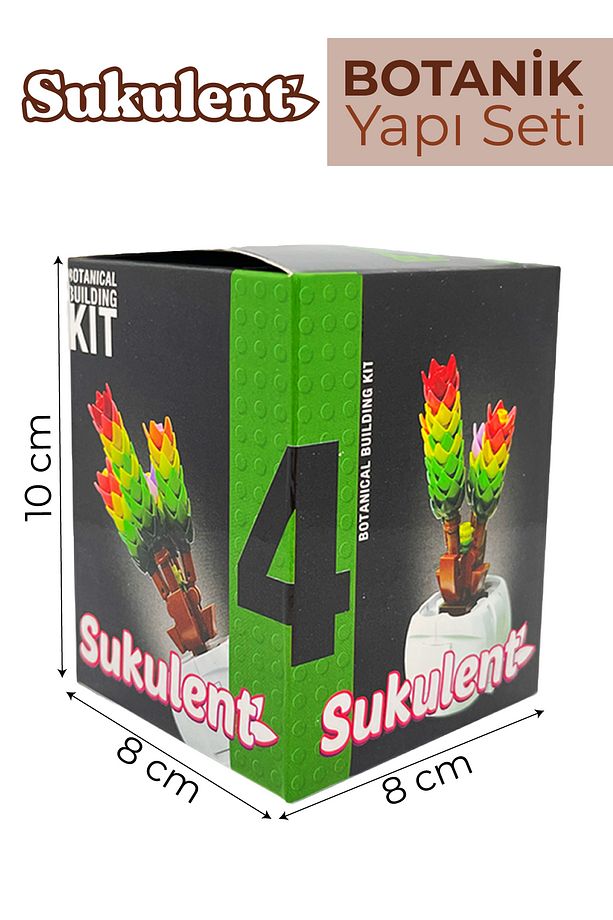 Iconic Dekoratif, Koleksiyonluk ve Sergilenebilir Blok Sukulent Çiçek Modeli Yapım Set - 3