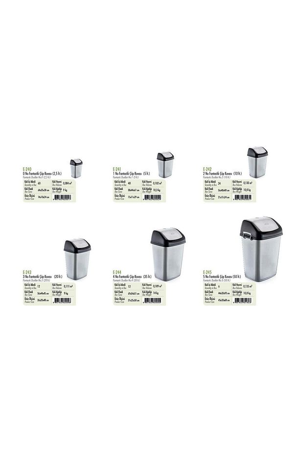 Sallanır Kapak Ofis Banyo Mutfak Bahçe Çöp Kutusu Kovası / 2,5 Litre / Gri / 24x12x16 Cm. - 2