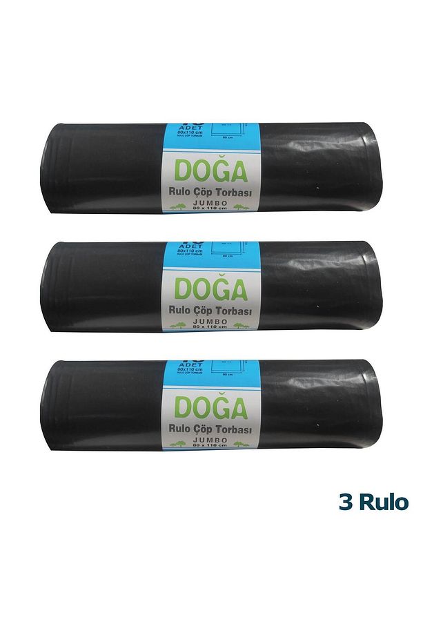 Jumbo Boy Siyah Çöp Torbası Poşeti - 300 Gr. - 90 Litre - 80 X 110 Cm / 10 Adetlik 3 Rulo - 1