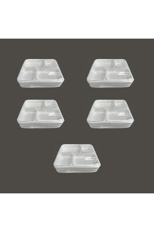 Dağyüce Tek Kullanımlık Köpük 4 Bölmeli Tabldot Köpük Tabak - 26.5x30 Cm. - 10 Adetlik 5 Paket - 1