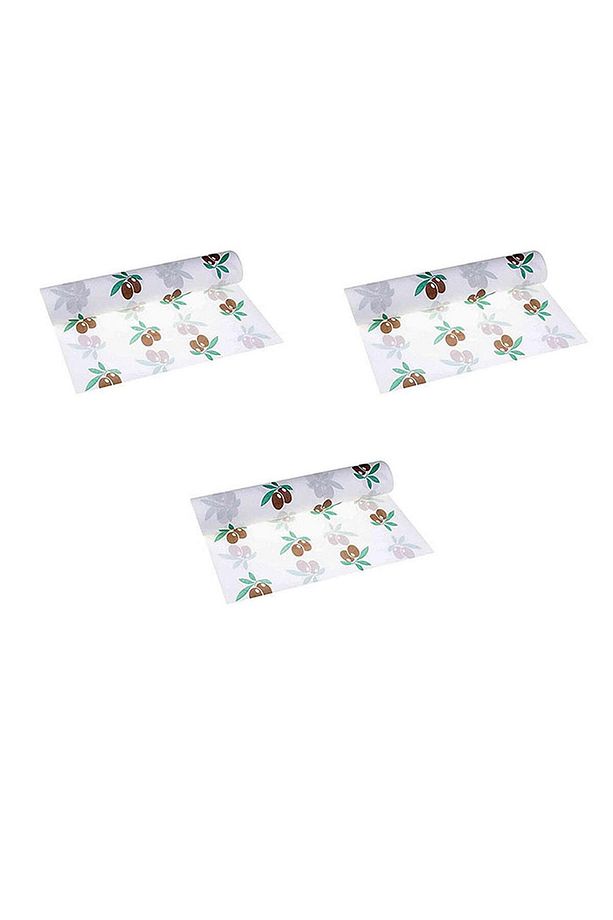 Tek Kullanımlık Kağıt Laminelli Masa Örtüsü - 100x150 Cm. - Zeytin Desenli -16 Yaprak 3 Rulo - 2