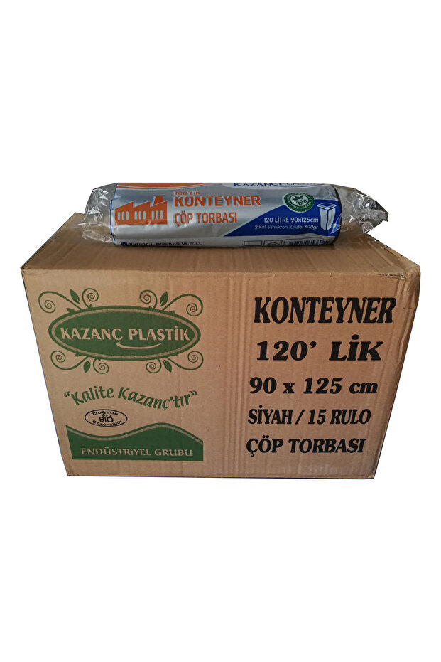 Plastic 120 Liter Container Garbage Bag - 58 Mic. - 600 Gr - Black - 90X125 cm - Parcel