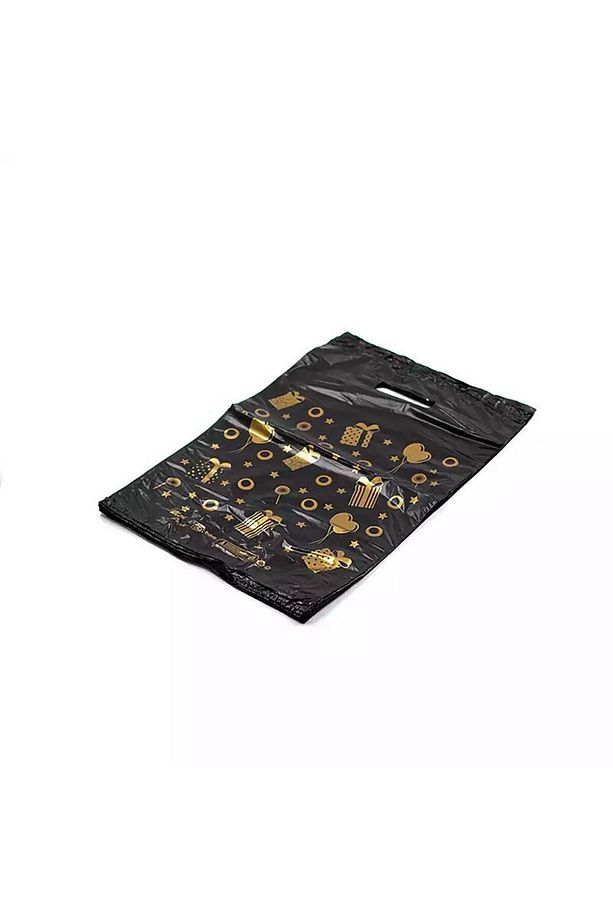 Baskılı Mini Blok Poşet Torba - No : 0 - 20x30 Cm. - Siyah - 100 Adetlik 1 Paket - 2